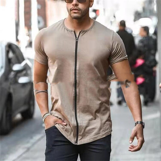 Men's Casual Versatile Zip-Up T-Shirt